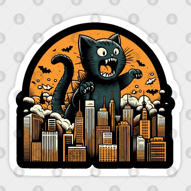 Cute Catzilla Vintage Design Sticker by Trendsdk